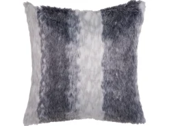 Sæt af 2 pyntepuder HORDEUM Kunstig pels 45 x 45 cm Grå Stribet mønster
