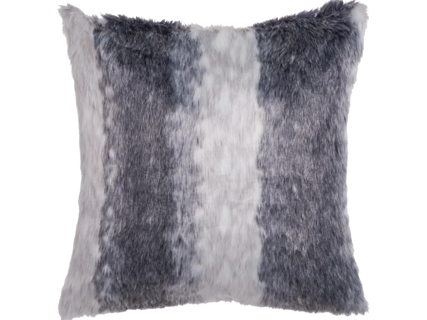 Sæt af 2 pyntepuder HORDEUM Kunstig pels 45 x 45 cm Grå Stribet mønster