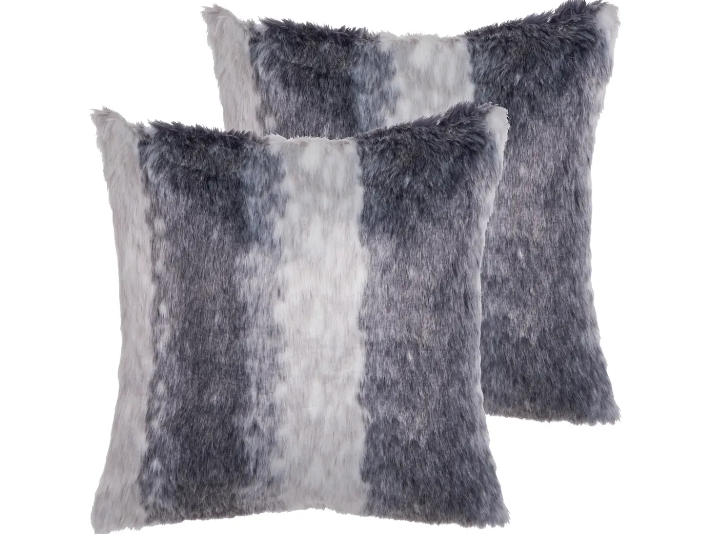 Sæt af 2 pyntepuder HORDEUM Kunstig pels 45 x 45 cm Grå Stribet mønster