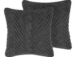 Sæt af 2 pyntepuder KONNI Bomuld 45 x 45 cm Grå Chevronmønster