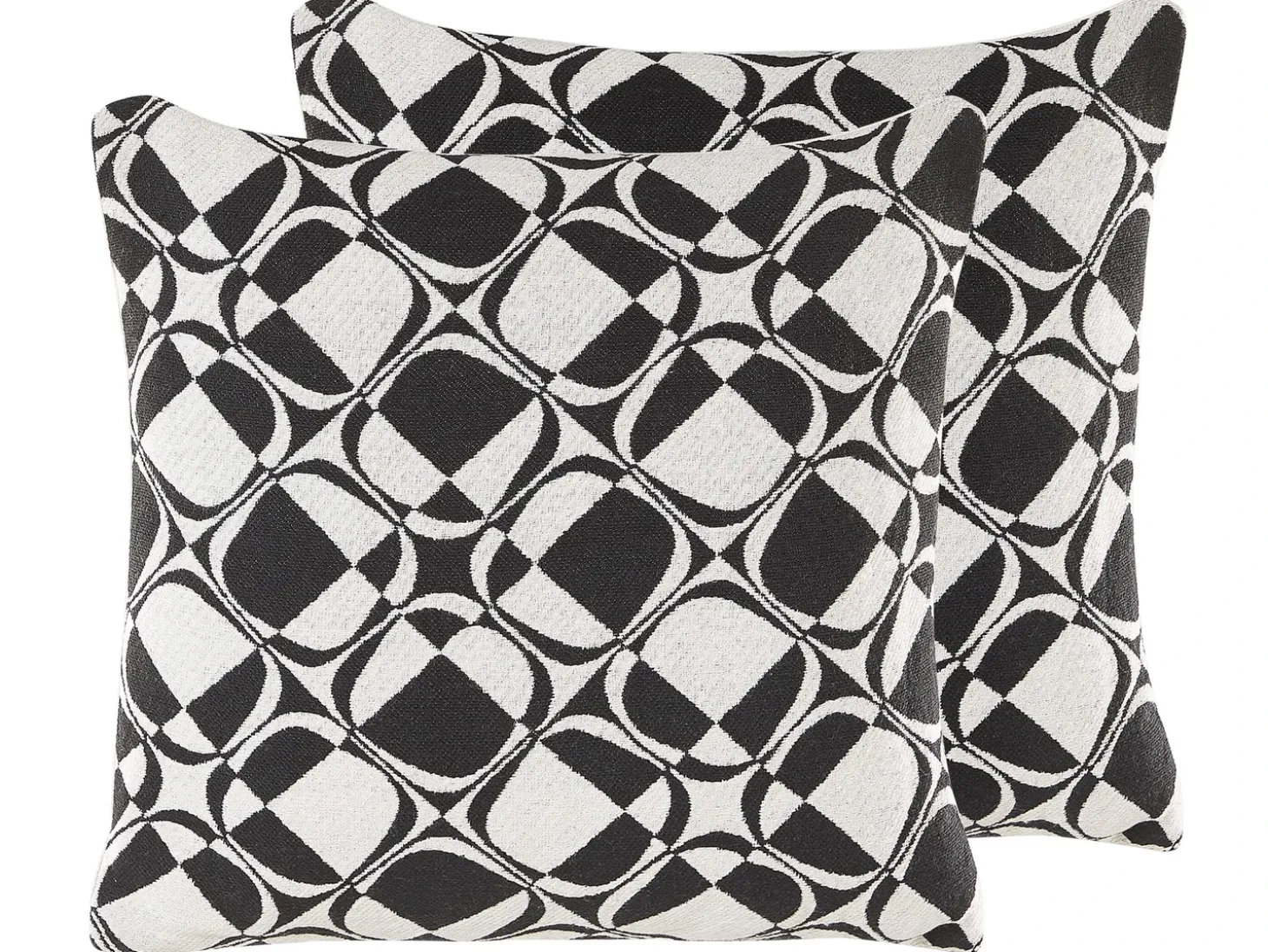 Sæt af 2 pyntepuder KOTURE Bomuld 45 x 45 cm Sort/hvid Geometrisk mønster