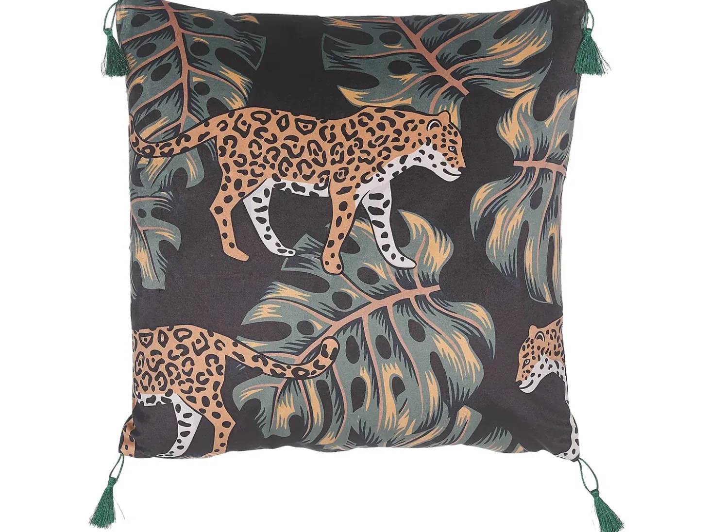 Sæt af 2 pyntepuder KUHI Velour 45 x 45 cm Sort Dyremønster