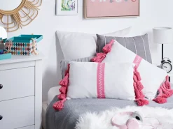 Sæt af 2 pyntepuder LOVELY Bomuld 30 x 50 cm Hvid Lyserød