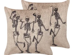 Sæt af 2 pyntepuder MORTESTI Velour 45 x 45 cm Lys Beige Abstraktmønster