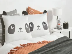 Sæt af 2 pyntepuder PANDAPAW Bomuld 45 x 45 cm Hvid