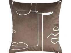 Sæt af 2 pyntepuder PHILODENDRON Velour 45 x 45 cm Brun Abstraktmønster