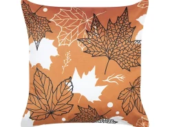 Sæt af 2 pyntepuder POINSETTIA Velour 45 x 45 cm Orange Plante mønster