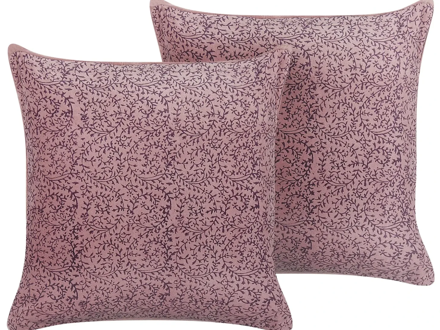 Sæt af 2 pyntepuder ROMNEYA Velour 45 x 45 cm Lyserød Blomstermønster