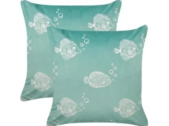 Sæt af 2 pyntepuder SOLIDAGO Velour 45 x 45 cm Grøn