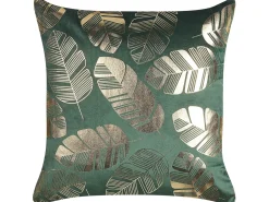 Sæt af 2 pyntepuder SUNFLOWER Velour 45 x 45 cm Mørkegrøn Plante mønster