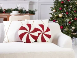 Sæt af 2 pyntepuder SWIRL CANDY Boucle 40 x 40 cm Rød