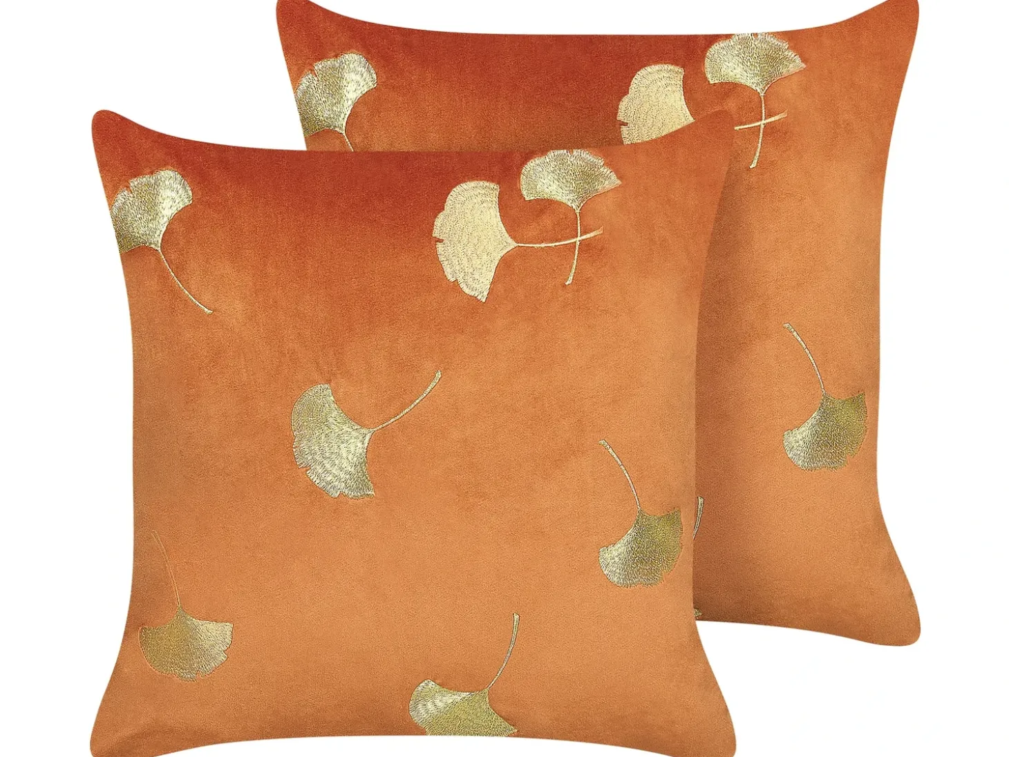 Sæt af 2 pyntepuder TULIP Velour 45 x 45 cm Orange Plante mønster