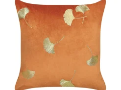 Sæt af 2 pyntepuder TULIP Velour 45 x 45 cm Orange Plante mønster