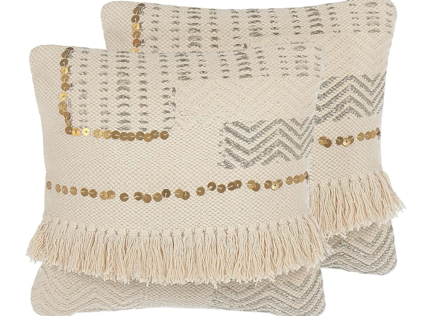 Sæt af 2 pyntepuder VAYALI Bomuld 45 x 45 cm Beige Stribet mønster