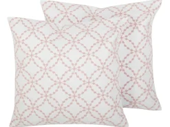 Sæt af 2 pyntepuder VERBENA Bomuld 45 x 45 cm Lyserød Geometrisk mønster