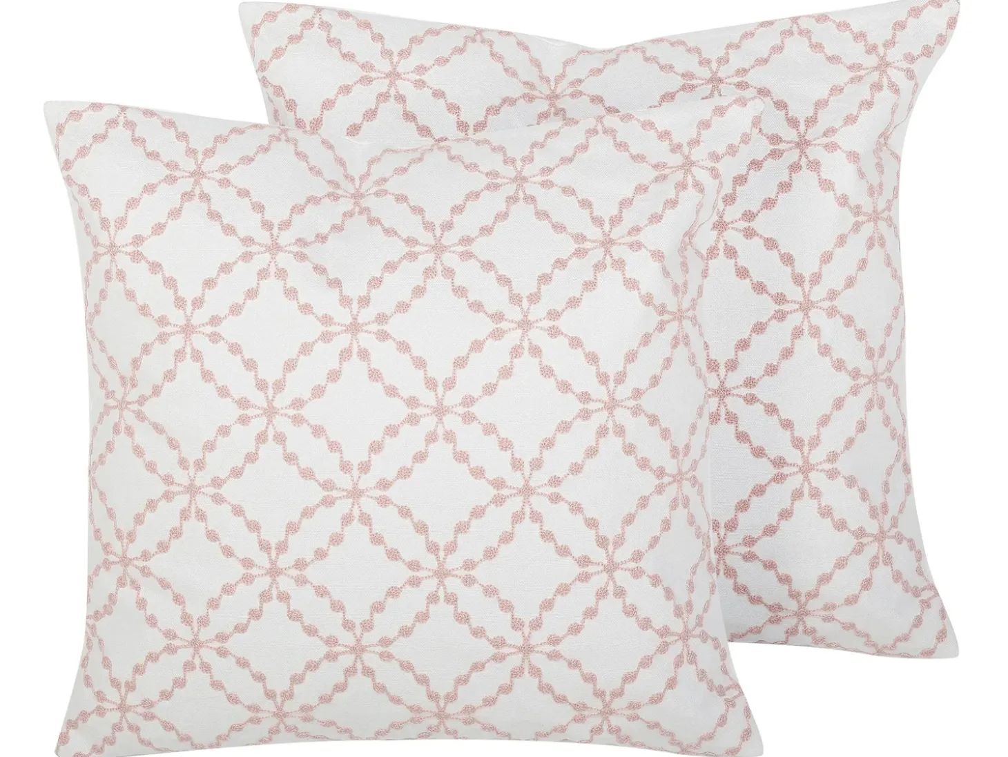 Sæt af 2 pyntepuder VERBENA Bomuld 45 x 45 cm Lyserød Geometrisk mønster