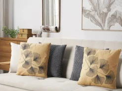 Sæt af 2 pyntepuder WAKAD 45 x 45 cm Beige Plante mønster