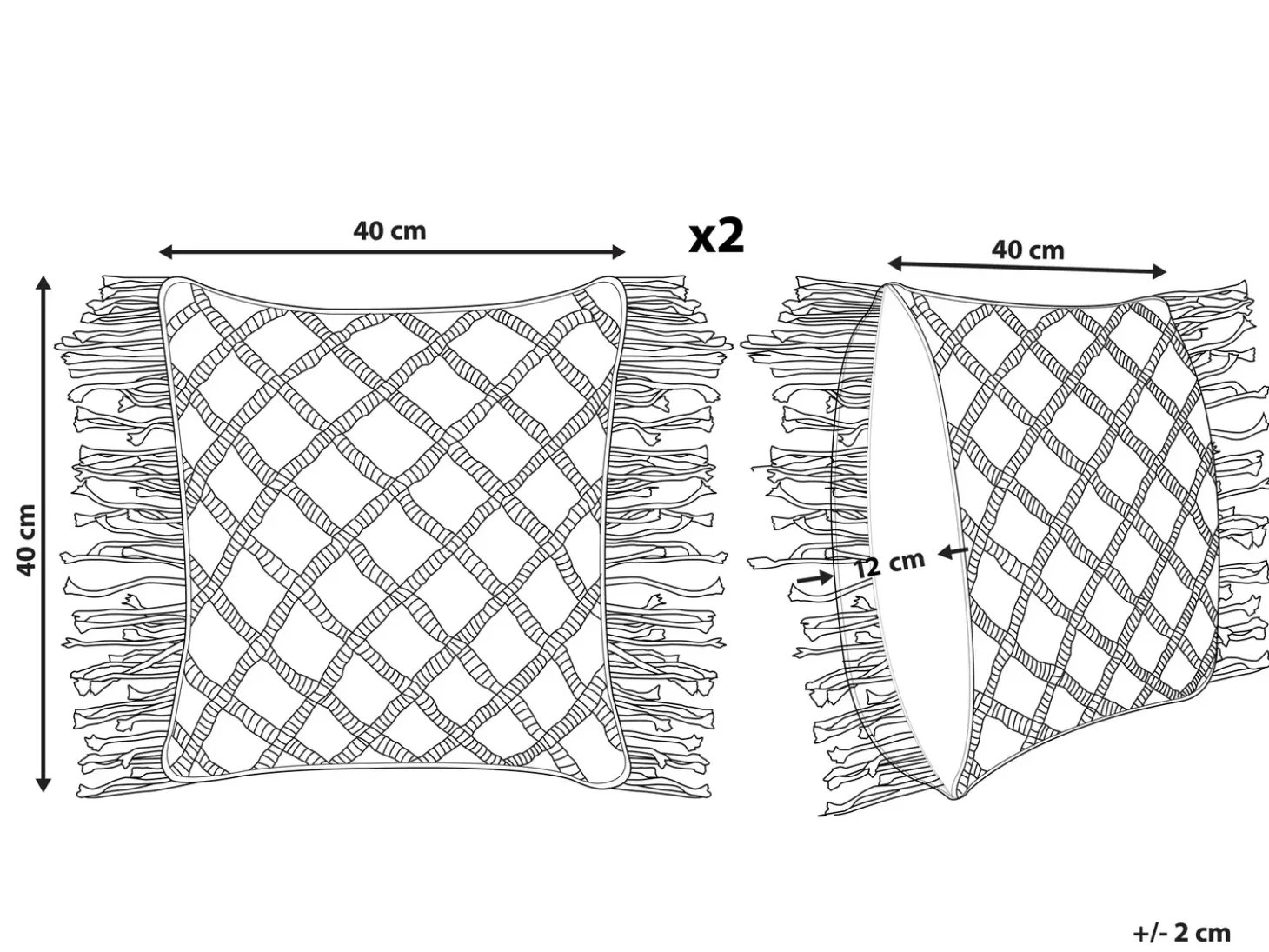 Sæt af 2 pyntepuder YANIKLAR Bomuld 40 x 40 cm Lyserød Geometrisk mønster