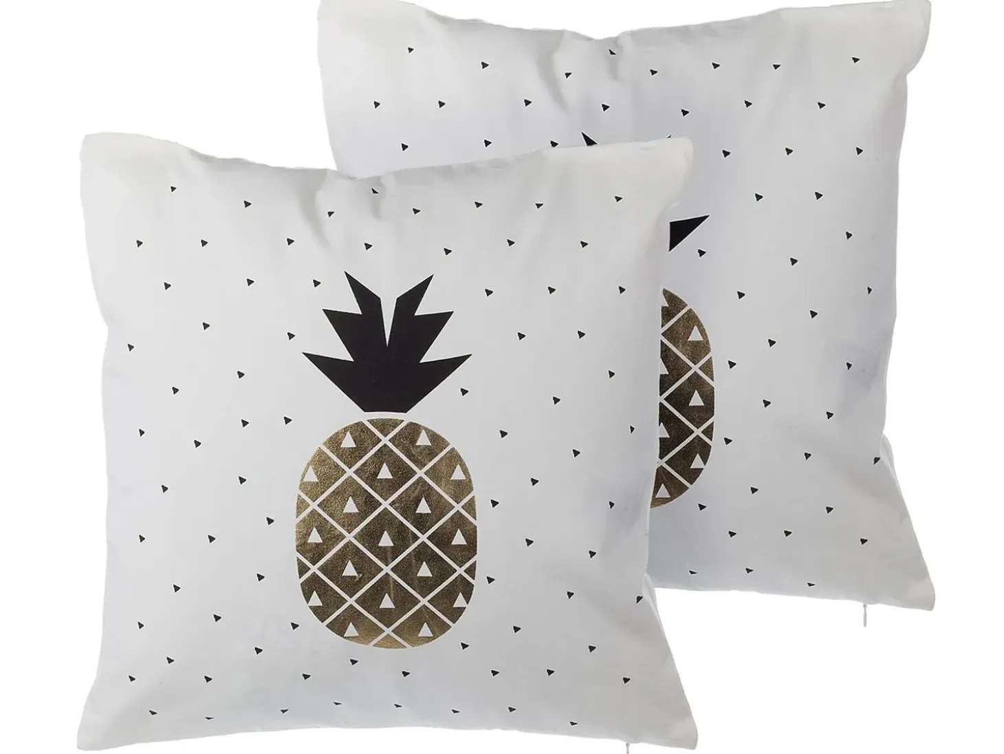 Sæt af 2 pyntepuder YASMIN Bomuld 45 x 45 cm Hvid Guld Sort Plante mønster