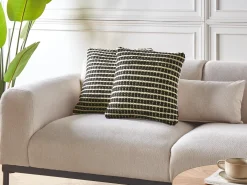 Sæt af 2 pyntepuder YONCALI Bomuld 45 x 45 cm Sort Ternet mønster