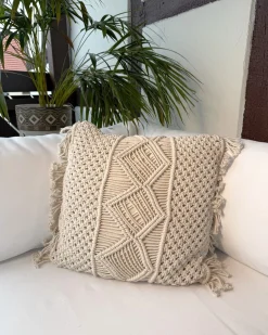 Sæt af 2 pyntepuder YORTAN Bomuld 45 x 45 cm Lys Beige Geometrisk mønster