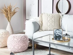 Sæt af 2 pyntepuder YORTAN Bomuld 45 x 45 cm Lys Beige Geometrisk mønster