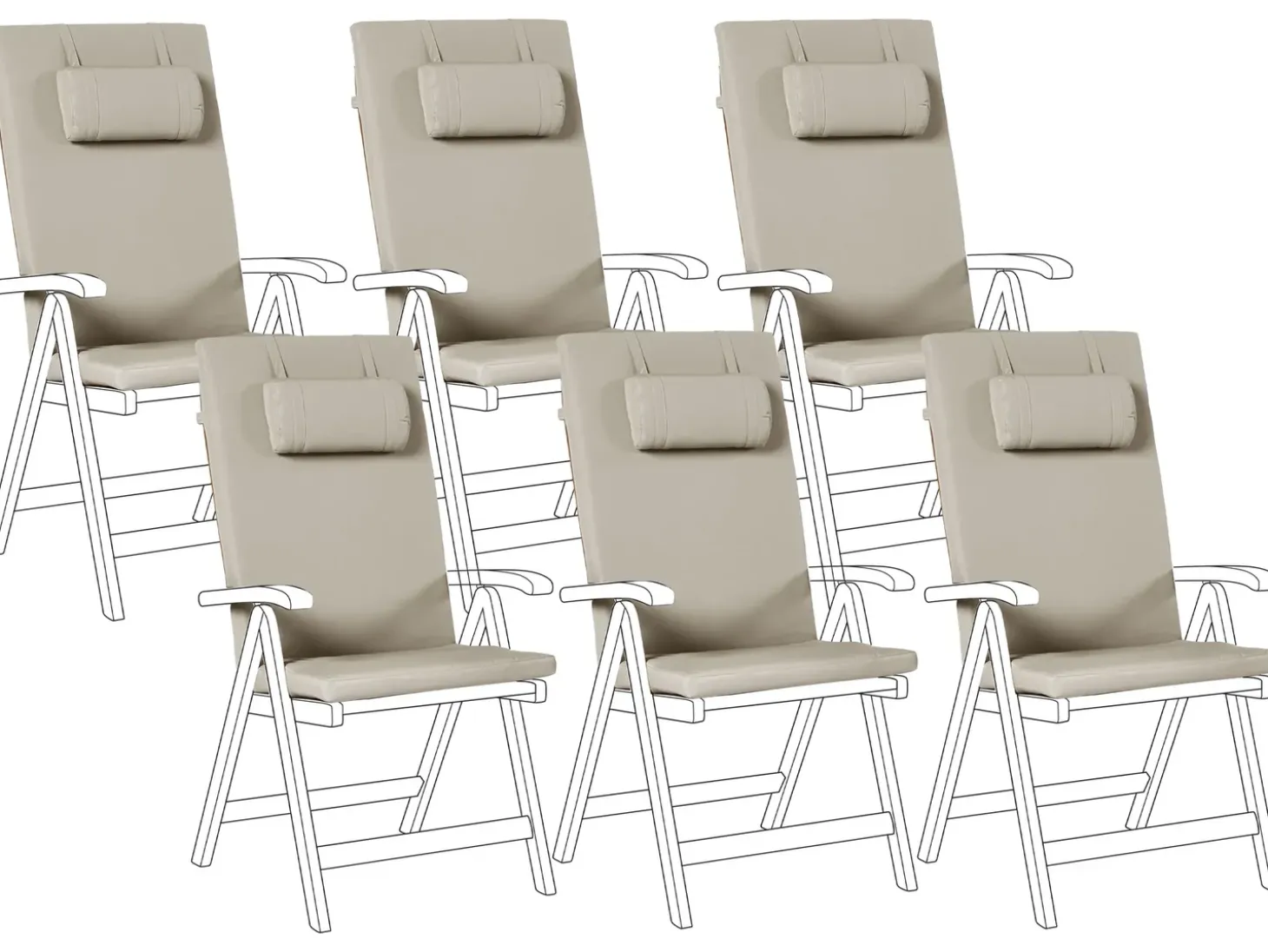 Sæt af 6 ryg-/siddehynder JAVA/AMANTEA PREMIUM 50 x 71 cm Brungrå