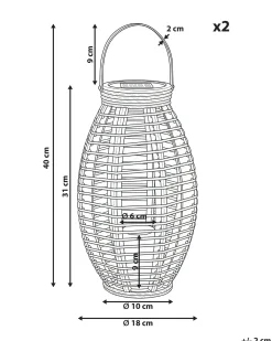 Sæt af 2 Solcelledrevne lanterne SHANGANI 40 cm Naturlig