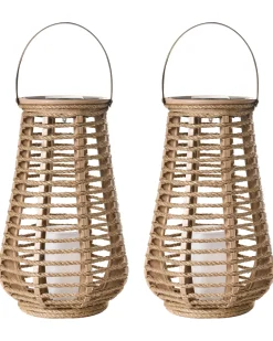 Sæt af 2 Solcelledrevne lanterne GWAYI 34 cm Naturlig