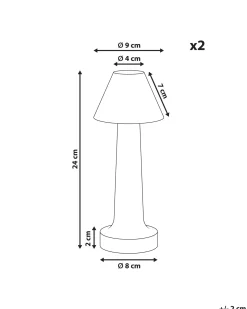 Sæt af 2 trådløse LED-bordlamper JOANES Med dæmpning Metal Sort