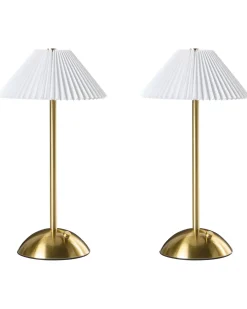 Sæt af 2 trådløse LED-bordlamper RUBA Med dæmpning Metal Guld