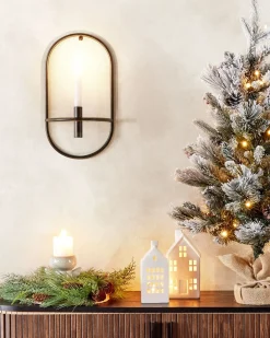 Sæt af 2 væglysestager CAVIANA Metal 38 cm Sort