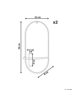 Sæt af 2 væglysestager CAVIANA Metal 38 cm Sort