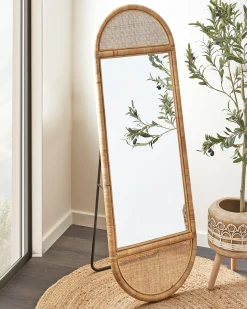 Stående spejl BARGES 150 cm Rattan Naturlig