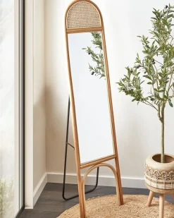 Stående spejl BRUSSEY 170 cm Rattan Naturlig