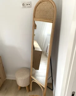 Stående spejl BRUSSEY 170 cm Rattan Naturlig