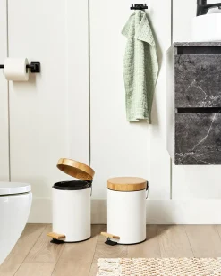Sæt med 2 affaldsbeholdere med pedal 3 L ECOSMART Metal Hvid