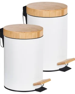 Sæt med 2 affaldsbeholdere med pedal 3 L ECOSMART Metal Hvid