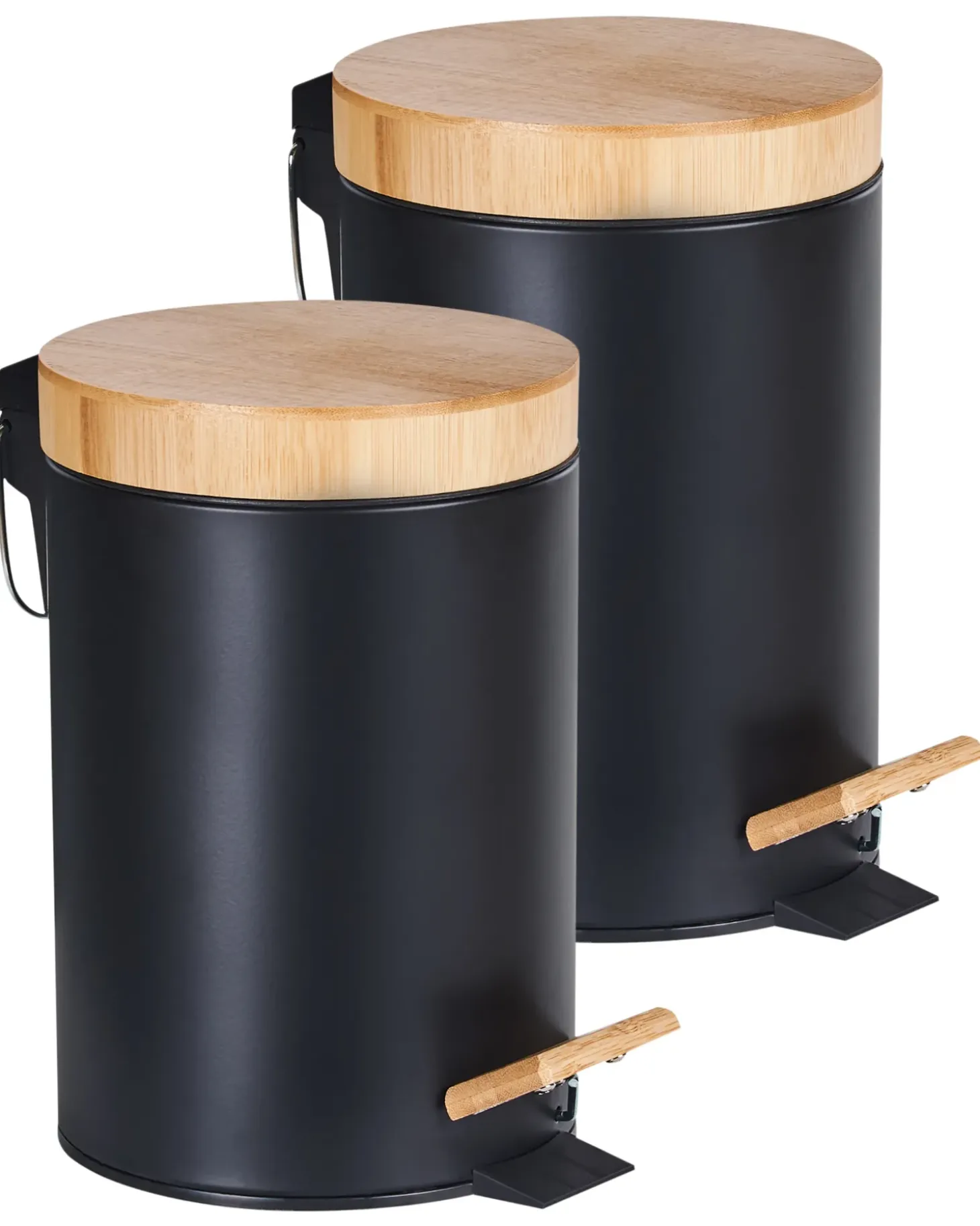 Sæt med 2 affaldsbeholdere med pedal 3 L ECOSMART Metal Sort