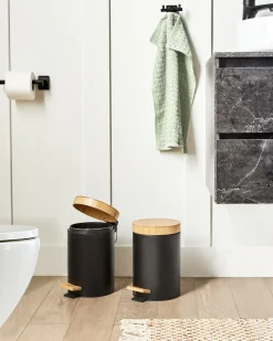 Sæt med 2 affaldsbeholdere med pedal 3 L ECOSMART Metal Sort