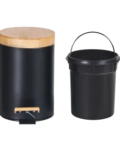 Sæt med 2 affaldsbeholdere med pedal 3 L ECOSMART Metal Sort