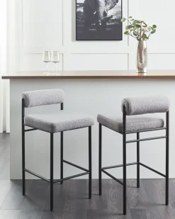 Sæt med 2 barstole AMAYA Boucle Grå