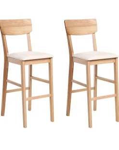 Sæt med 2 barstole AMBLER Træ Lysebrun/beige