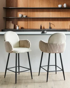 Sæt med 2 barstole AMITY Lys Beige
