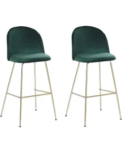 Sæt med 2 barstole ARCOLA Velour Smaragdgrøn