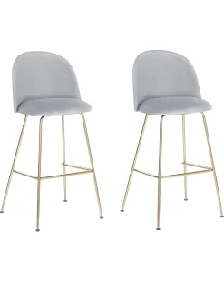 Sæt med 2 barstole ARCOLA Velour Lysegrå