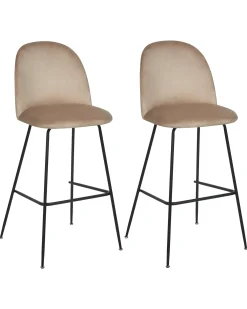 Sæt med 2 barstole ARCOLA Velour Brungrå
