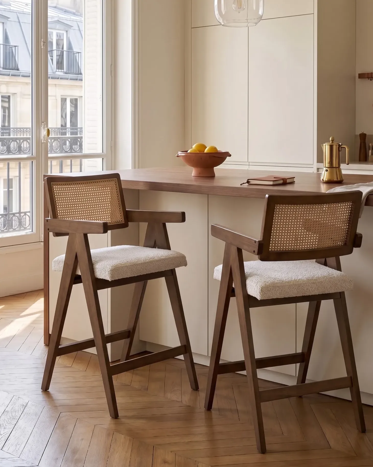 Sæt med 2 barstole AVA Træ Brun/lys beige