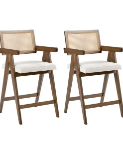 Sæt med 2 barstole AVA Træ Brun/lys beige