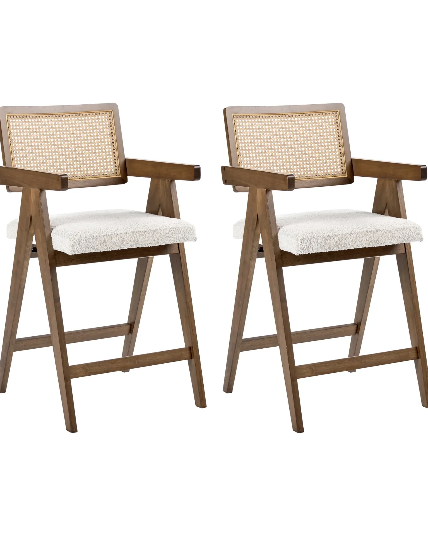 Sæt med 2 barstole AVA Træ Brun/lys beige